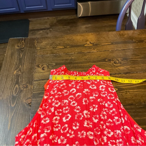 Sam Edelman Red Maxi Dress with Ruffled Neckline - Picture 5 of 9